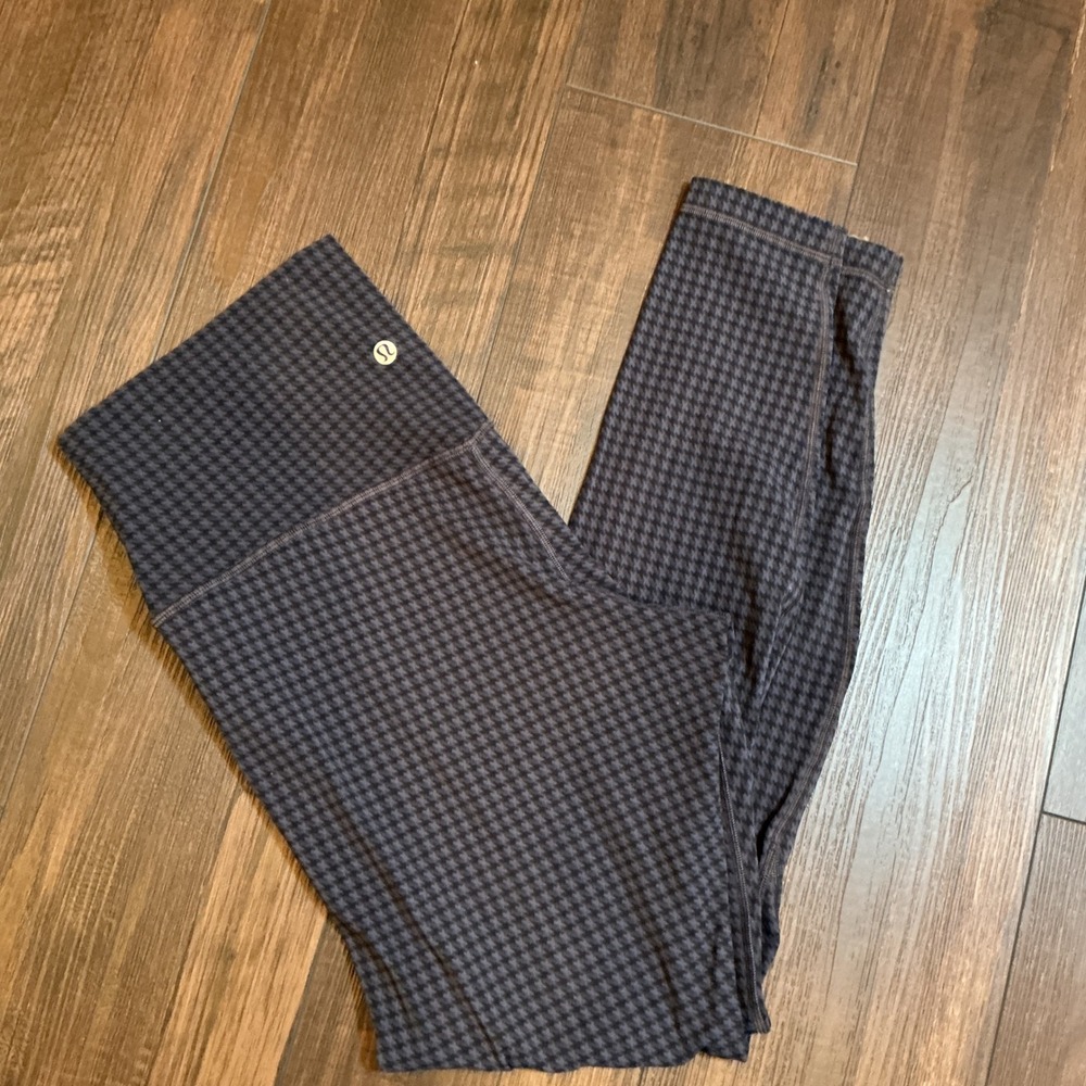Lululemon Align High-Rise Leggings Houndstooth Black Grey Nulu 12 Yoga Pants